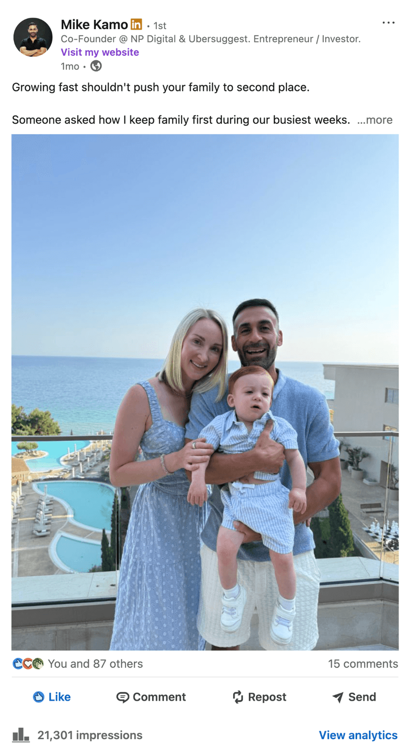 LinkedIn post by Mike Kamo generated with Authority AI - Post 1